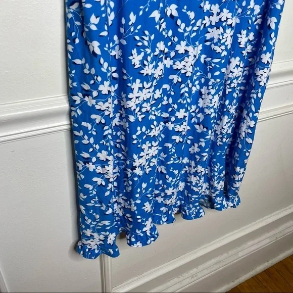 Draper James Blue Floral Ruffle Hem Tank Dress Womens L/XL NWT - Picture 3 of 9